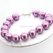 Accesorios de regalo de Navidad, pulsera redonda de perlas de cristal púrpura de 10mm, diseño de joyería de moda para mujeres y niñas, hecha a mano 2024 - compra barato