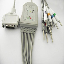 Cable Compatible con Fukuda Denshi FCP-7411,FX-7402/FX-2111,FX-2155/3010/7010, ECG, EKG, 10 cables Din 3,0, extremo AHA 2024 - compra barato