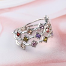 Anéis luxuosos de cristal com zircão, multicolor joias da moda para mulheres, joias para casamento e noivado, anel declarado de bijuteria, presente 2024 - compre barato