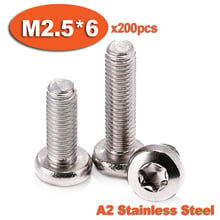 200 Uds DIN7985 M2.5 x 6 A2 Acero inoxidable Torx Pan cabeza máquina tornillos de tornillo 2024 - compra barato