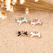 Free Shipping 100PCS Enamel Kawaii Bow Charms DIY Jewelry Floating Pendants Gold Tone Drop Oil Bracelet Necklace Metal Charm 2024 - buy cheap