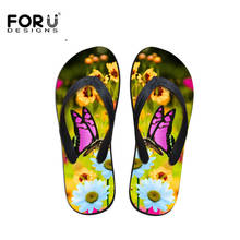 FORUDESIGNS Ladies Leisure House Summer Slippers Cute 3D Animal Butterflies Print Beach Water Flip Flops for Women Light Sandals 2024 - buy cheap