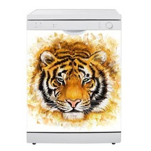 Autoadhesivo para lavavajillas 3D al por mayor, pegatina de pintura con cabeza de tigre para pared, decoración artística para puerta de nevera para niños, Decoración de cocina 2024 - compra barato