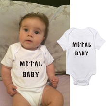 DERMSPE 0-24M Casual Newborn Baby Boy Girl Short Sleeve Letter Print Metal Baby  Cotton Romper Jumpsuit Outfits Baby Clothes 2024 - buy cheap