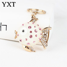 Lovely Fat Fish Big Head Creative Cute Crystal Charm Purse Handbag Car Key Keyring Keychain Party Wedding Birthday Good Gift 2024 - buy cheap