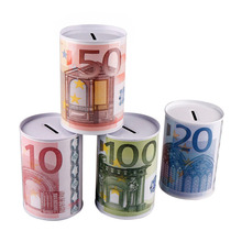 Euro Dollar Money Box Safe Cylinder Piggy Bank Banks For Coins Deposit Storage Boxes Home Decoration 10 20 50 100 10 Dollars 2024 - buy cheap