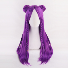 K/DA Kaisa Purple Long Braid Wig With Chignon Cosplay Costume KDA Kai'Sa Heat Resistant Synthetic Hair Women Party Wigs 2024 - buy cheap