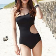 Sexy Women Solid One-Piece Swimsuit Bandage Bikini One Shoulder Monokini Bathing Swimwear 2024 - buy cheap