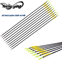Flechas de fibra de vidrio de pulgadas para tiro con arco, color amarillo/blanco, recurvo, 12/24 Uds. 2024 - compra barato