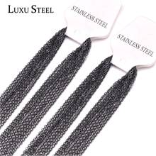 LUXUSTEEL New Stainless Steel Black Color Chains Necklaces 10pcs/lot Width 2mm/1mm Lobster Clasp Necklace For Women/Men Jewelry 2024 - buy cheap