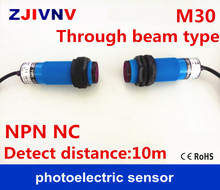 M30 a través del haz tipo DC10-30v NPN NC normalmente cierra el sensor fotoeléctrico 3 cables interruptor detectar la distancia del interruptor 10m 2024 - compra barato