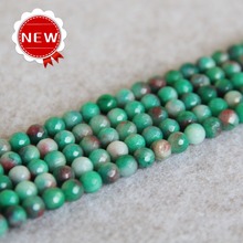 (Min Order1) 6mm Fashion Natural White&Green Chalcedony Beads Round Faceted Stone Beads 15inch Jewelry Making Design Wholesale 2024 - buy cheap