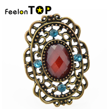 Unique Design Antique Jewelry White And Red Color Hollow Out Rhinestone Ring For Women Accessories 2024 - buy cheap