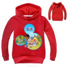 Детская хлопковая толстовка с капюшоном Doc Mcstuffin, 2018 Осенняя детская одежда, футболки для маленьких мальчиков и девочек, топы с рисунками для девочек, пальто 2024 - купить недорого