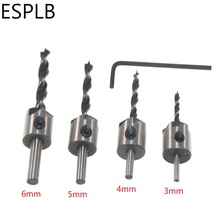 ESPLB 4pcs 3mm-6mm HSS 5 Flute Countersink Drill Bits Set Chamfer Reamer for Woodworking Drill Bit Power Tools 2024 - buy cheap