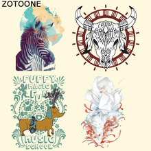 ZOTOONE Cartoon Animal Patches Iron on Heat Transfer Patches for Kids Clothing DIY Stripes Applique T-shirt Custom Sticker E 2024 - buy cheap