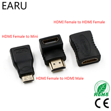 Переходник HDMI штекер-HDMI гнездо адаптер 4K конвертер удлинитель 90 градусов прямоугольный для 1080P HDTV ПК мини HDMI адаптер 2024 - купить недорого