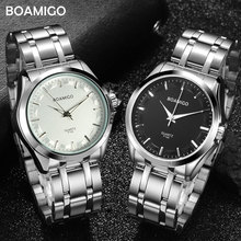 Marca BOAMIGO-reloj deportivo de acero inoxidable para hombre, cronógrafo de cuarzo, a la moda, color negro, para negocios 2024 - compra barato