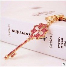 Novelty Trinket rhinestone pink key bag pendant keychain charm women handbag keyring creative Crystal key chain holder gift 2024 - buy cheap