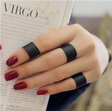 3PCS Hot Sale Fashion Black Opening RingS Three Ring High Quality Midi Mid Finger Knuckle Ring Set for Women 2024 - buy cheap
