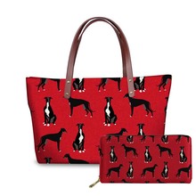 NOISYDESIGNS Shoulder Bag Women Greyhound Black Pet Printing Top-handle Bags Casual Tote Female Handbags Leather Purse Ladies 2024 - buy cheap