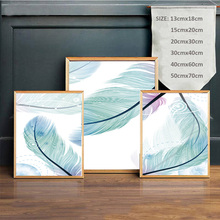 Cuadros Nordic Art Print Blue Feather Canvas Poster Painting Abstract Wall Picture Print Children Baby Room Decoration 2024 - buy cheap