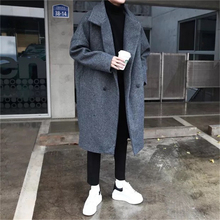 2019 Casual Black/Grey Overcoat Windbreaker Winter Men's Fashion Trend Wool Blend Thicken Parkas Loose Cashmere Long Coats M-XL 2024 - buy cheap
