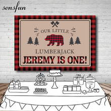 Sensfun Baby Shower Birthday Party Lumberjack Backdrop Red Black Buffalo Plaid Bear Backgrounds For Photo Studio 7x5FT Vinyl 2024 - buy cheap