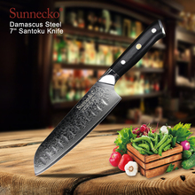 SUNNECKO 7-дюймовый/5-дюймовый нож Santoku, дамасская сталь, кухонные ножи шеф-повара, японские лезвия VG10, острый инструмент для резки мяса, Ручка G10 2024 - купить недорого