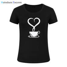 Модная женская футболка с коротким рукавом, хлопковая одежда, футболка с принтом кофе, с круглым вырезом, женские топы, футболка для девочек 2024 - купить недорого