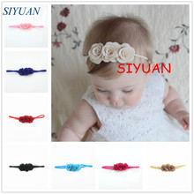 14pcs/lot 14 Color U Pick Elastic Thin Headband With Triple Burlap Fabric Flowers  Photo Prop 1st Birthday Gift FD209 2024 - buy cheap