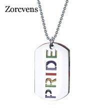 ZORCVENS Rainbow Pendant Necklace Fashion Dog Tag Pendants Jewelry Stainless Steel Pendant Necklace 2024 - buy cheap