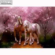 Full Square/Round Drill 5D DIY Diamond Painting "Horse couple" Embroidery Cross Stitch Mosaic Home Decor Gift HYY 2024 - buy cheap