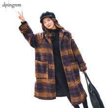Abrigo largo ajustado a cuadros para mujer, chaqueta de lana verde, otoño e invierno, A2466, 2018 2024 - compra barato