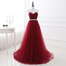Best Selling Sweetheart Evening Dresses Burgundy Pleats Tulle Robe De Soiree A-line Evening Gowns Real Photos Formal Party Dress 2024 - buy cheap