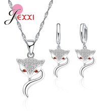 Charms Fox Jewelry Sets Pure 925 Sterling Silver  Cubic Zirconia Animal Necklace Drop Earrings Women Jewellery Sets Hot 2024 - buy cheap