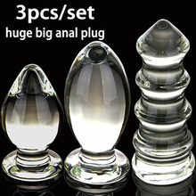 Plugue anal anal de vidro grande 3 tamanhos, dilatador anal para fisting e anal, expansor vaginal, bolas e bunda, brinquedos sexuais para mulher 2024 - compre barato