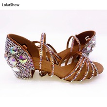 Kids Girl Latin Dance Shoes  Rhinestone Salsa Dance Shoes For Girl 2024 - buy cheap