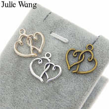 Julie Wang-colgante de aleación para fabricación de joyas, 9 unidades, colores mezclados, doble forma de corazón, amor romántico, collar, pulsera, accesorio 2024 - compra barato