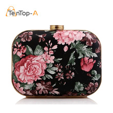 FREE SHIPPING Women's Retro Clutch Evening Bag Rose Peony hard PACKER Lady Single Shoulder Handbag Flap Hard Case 919 2024 - buy cheap