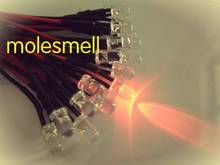 100pcs 5mm 5v Red Water clear round LED Lamp Light Set Pre-Wired 5mm Red 5V DC Wired 2024 - купить недорого