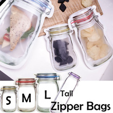 5Pcs/lot Portable Mason Jar Zipper Bags Reusable Snack Saver Bag Leakproof Food Sandwich  Snack Candy Storage Bag for Travel Kid 2024 - buy cheap