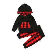 0-24M Baby Girl Boy Plaid Clothes Toddler Kids Hoodies Tops T shirt + Long Pants Outfits Set 2024 - buy cheap