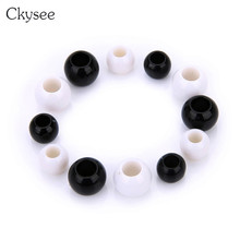 Ckysee-Cuentas acrílicas de gran agujero, bolas redondas huecas de plástico, Diy, fabricación de pulseras, 200 Uds., 6,5x8/8x10mm, Color blanco y negro 2024 - compra barato