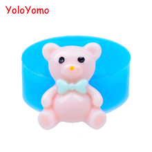D038YL 20.5mm Bear with Bow Silicone Mold - Jewelry DIY Handmade, Cupcake Topper, Gum Paste, Cookie Biscuit, Chocolate, Resin 2024 - buy cheap