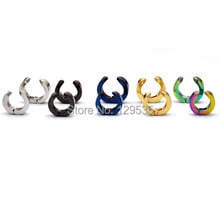 New Fashion No pierced titanium steel Punk Men ear clip earrings 5 colors 4mm width free shipping 2024 - buy cheap
