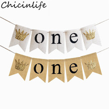 Chicinlife 1Set Jute Burlap ONE Banner First Birthday Party Baby Shower Boy Girl 1st Birthday High Chair Hanging Bunting Supplie 2024 - buy cheap