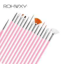 ROHWXY Nail Art Brush Set 15 Pcs Gel Nail Acrylic Brushes Nail Design Tool For Manicure Painting Draw Pen To Brush Gel Uv Nail 2024 - buy cheap
