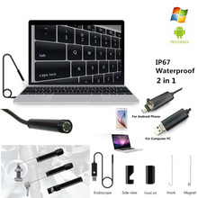 Câmera endoscópica android, 7mm/5.5mm, lentes 1280*720, usb, boroscópio para pc, telefone, à prova d'água, câmera de inspeção, luz de led 2024 - compre barato