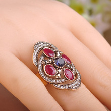 Pretty Vintage Turkish Finger Rings Classic Design Handmade Sculptue Craft Full Crystals Simulated Resin Stones Aneis Anel 2024 - buy cheap